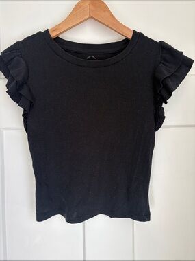 Women’s Black Ruffled Sleeve Top